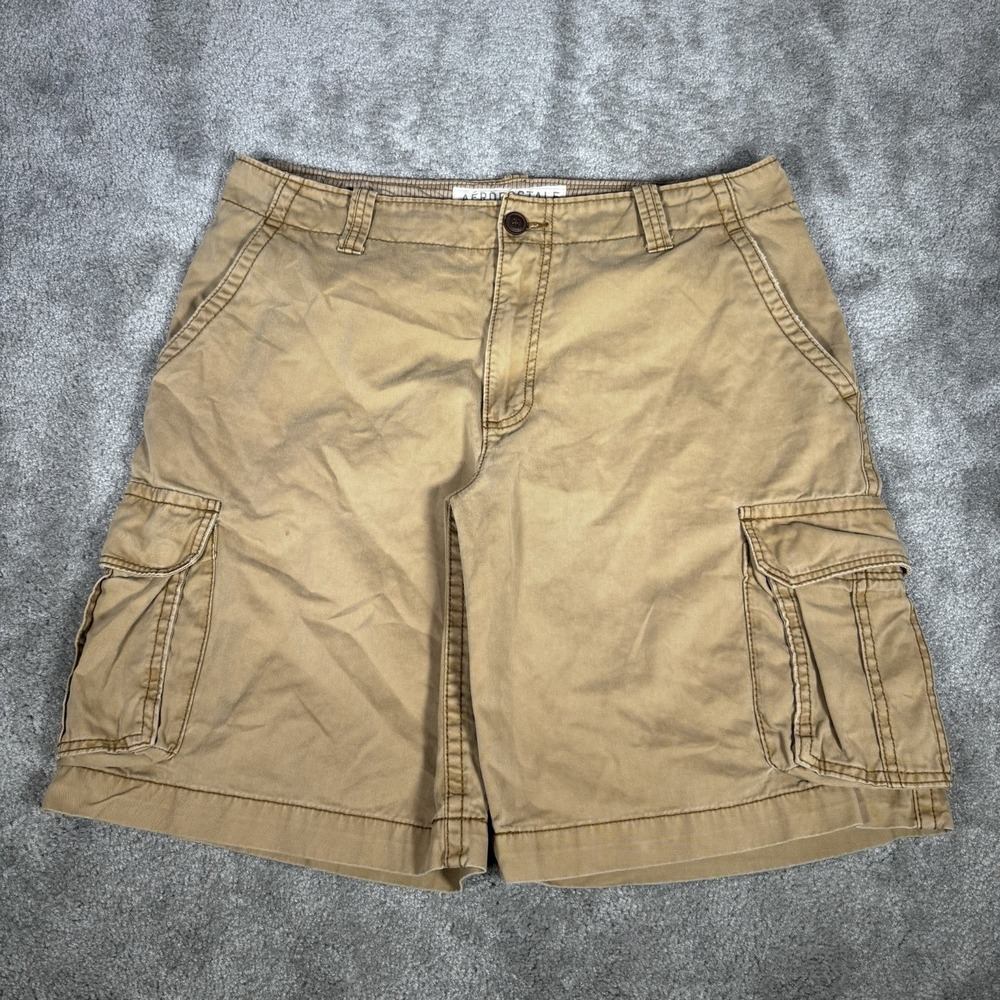 Aeropostale Cargo Shorts Mens 36 Tan Cotton Baggy Utility Skater Surf Gunge Y2K